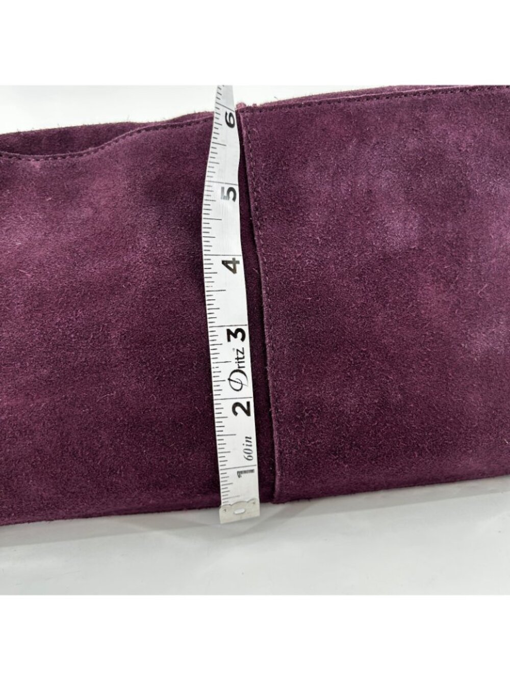 The Sak Los Feliz Tote Aubergine Suede Snap Shoulder Strap Silver Lined Slouchy - Picture 14 of 14